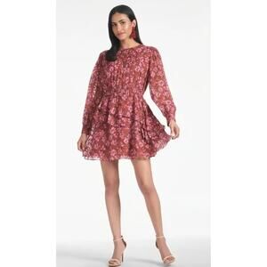 SACHIN + BABI Dress Size S Evening Gown NEW Meg Mini Bordeaux Bloom Floral